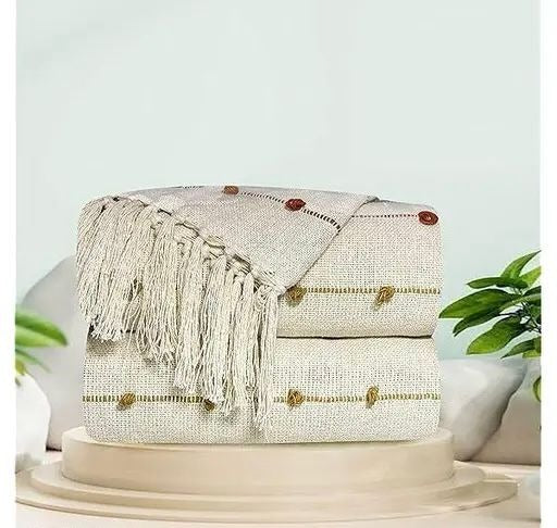 CozyWeave™ Vanilla Sprinkles WaffleKnit Tassel Throw Blanket