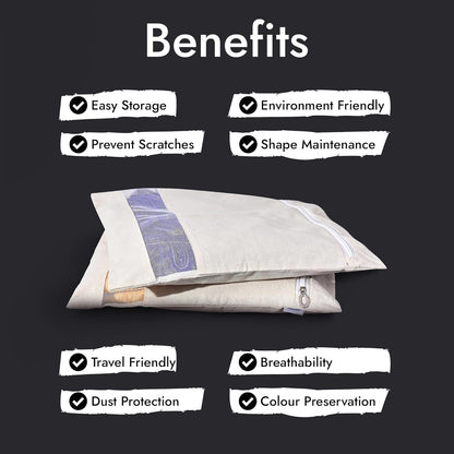 Cotton Saree Cover with Durable Mesh Window & Zipper Closure