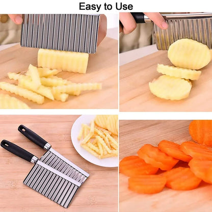 HuushHome Stainless Steel Crinkle Cutter Pro  | Wavy Vegetable & Salad Chopping Knife