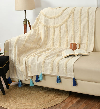 CozyWeave™ Butterscotch WaffleKnit Tassel Throw Blanket
