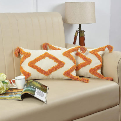 CushionCanvas™ Cotton Cushion Cover Duo – 12x20 Inches