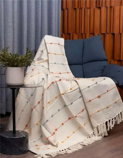 CozyWeave™ Vanilla Sprinkles WaffleKnit Tassel Throw Blanket